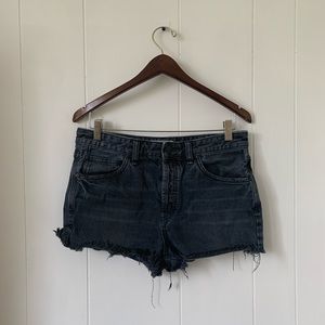 Free People Distressed Denim Shorts Button Fly 28